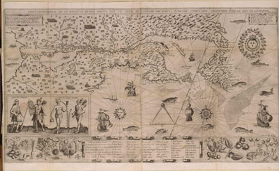 Географическая карта Новой Франции, составленная Самуэлем де Шамплейном в 1612